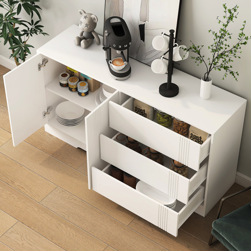 Buffet de cuisine avec rangement - armoire blanche Ample Space Buffet Réglable Diviseurs Solution