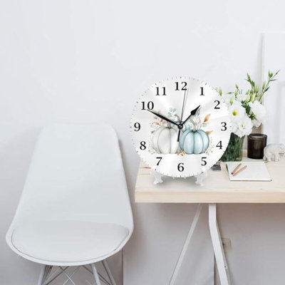 DADABULIU Horloge murale Aquarelle Citrouille Pastel Action de grâce silencieuse 10 pouces Horloges rondes à piles Analogique à quartz pour le salon Cuisine Chambre Bureau Décoration de l'école à la maison