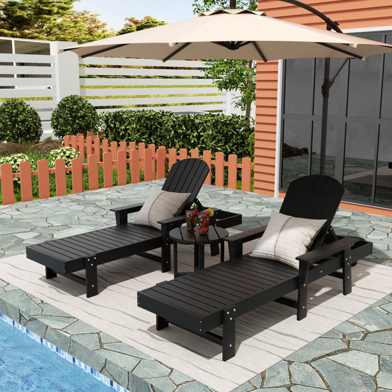 Altura Outdoor Chaise Lounge with Table, Black