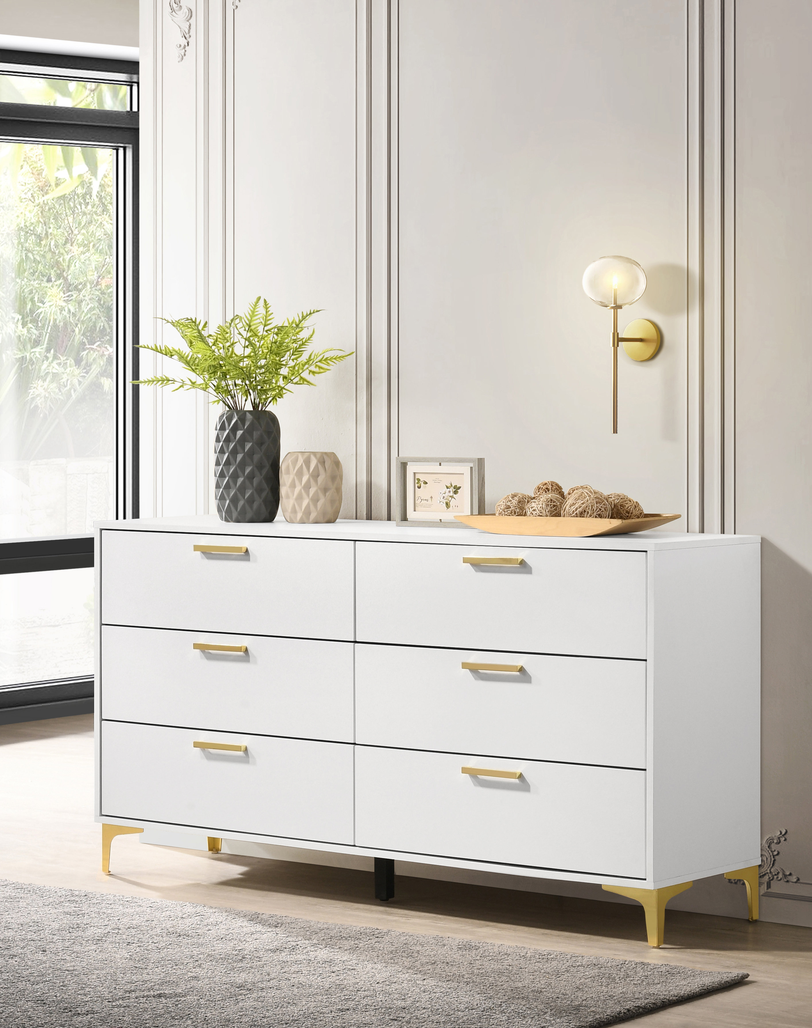 Winston Porter Kaomi 6 - Drawer 58.1'' W Double Dresser & Reviews | Wayfair