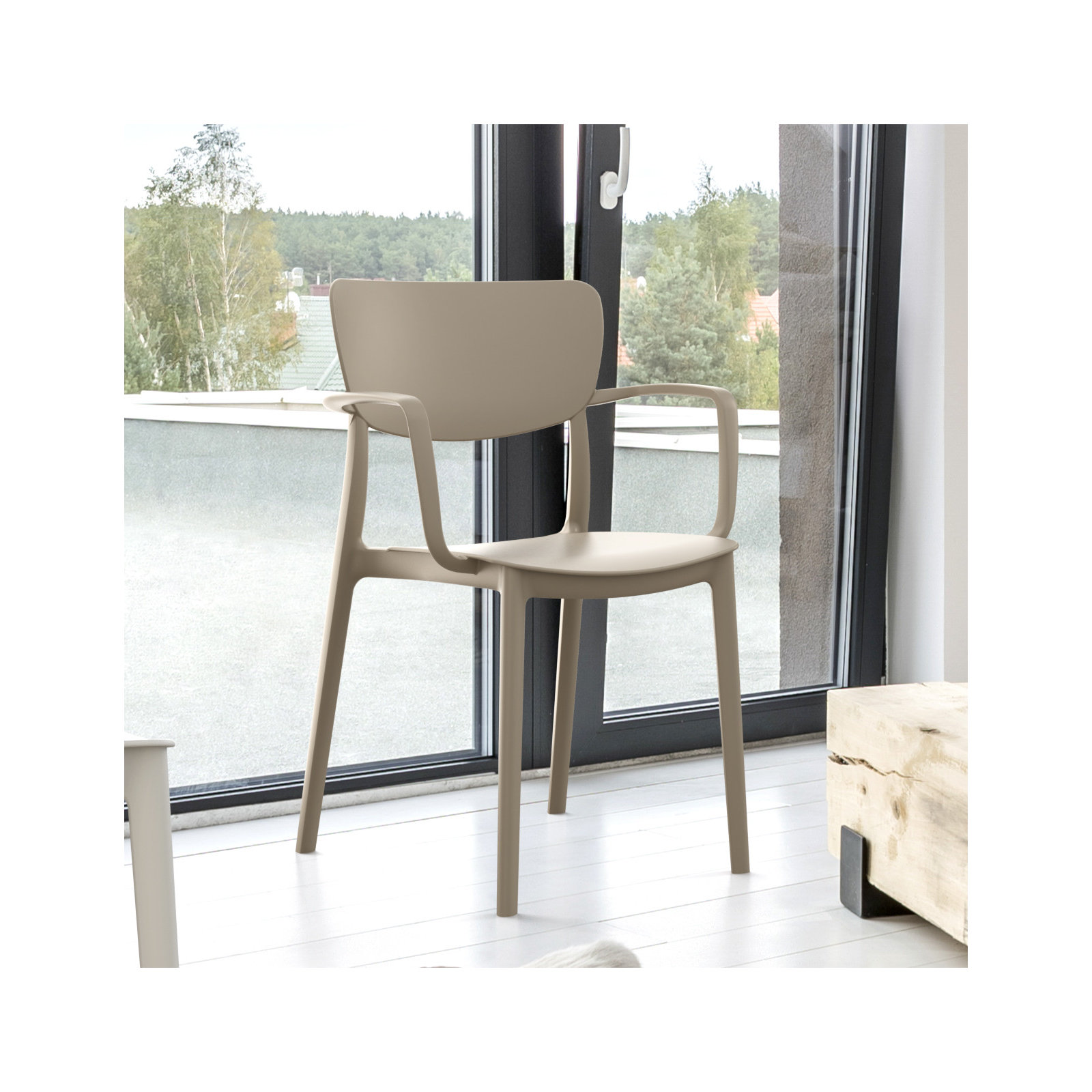 Farrah Stacking Patio Dining Armchair, Taupe