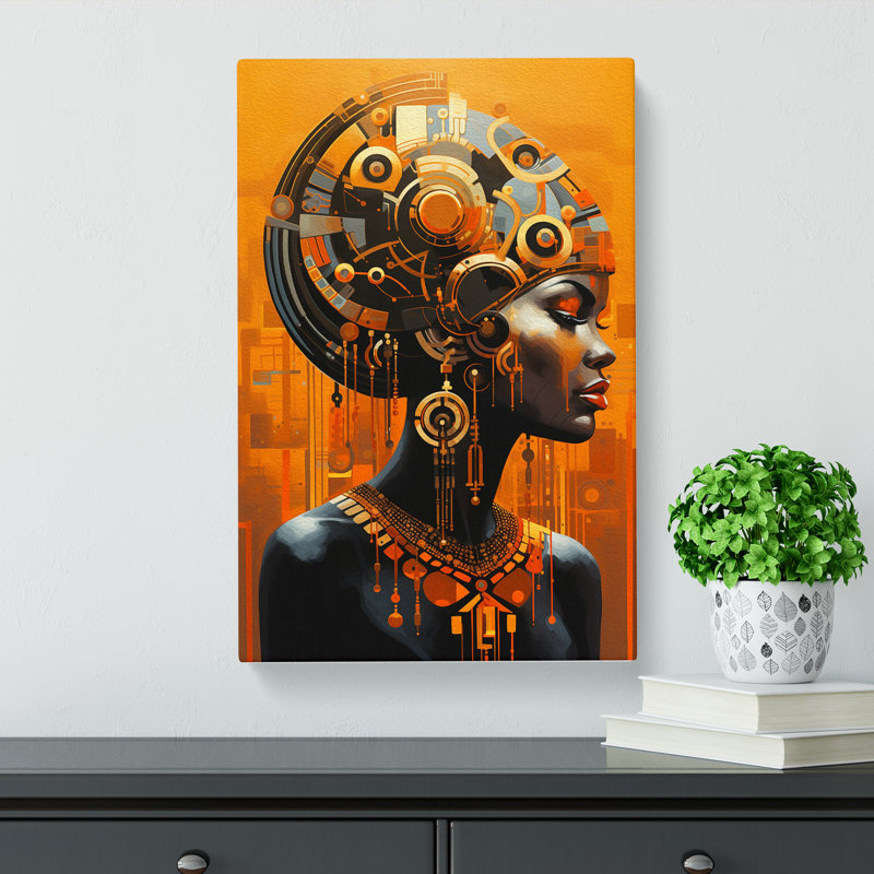 African Woman Futurism - Print on Canvas, 76cm H x 50cm W x 3cm D