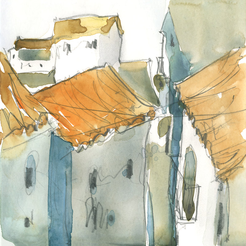 «Nerja Moment I» par Samuel Dixon - peinture sur toile tendue, H 30 po x l 30 po