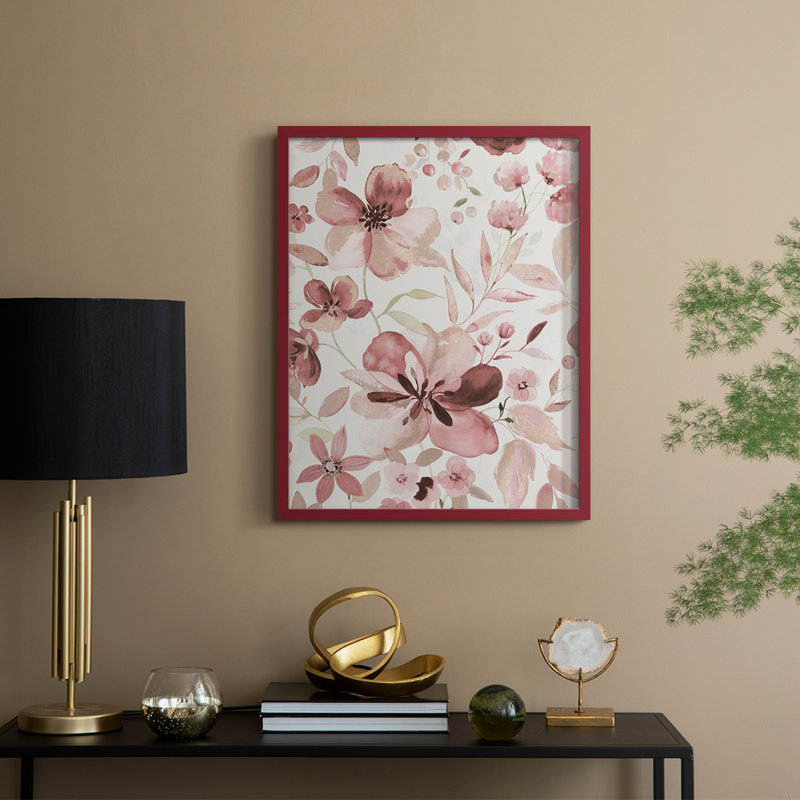 Impression encadrée Shimmering Blush II - bois massif, Rouge, H 30 po x l 24 po