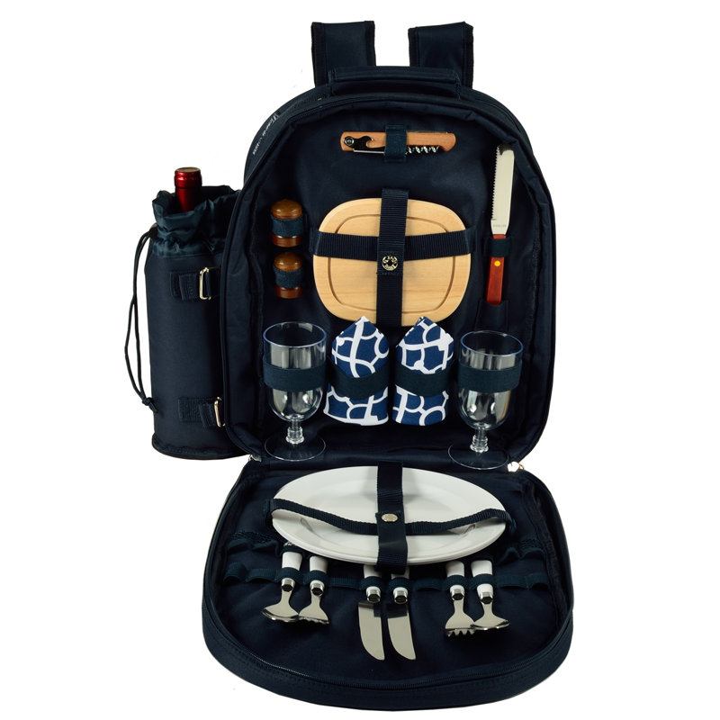 Sac à dos de luxe pique-nique pour deux - bleu treillis