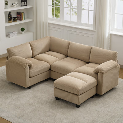 Canapé modulaire 5 places avec accoudoirs coussinés