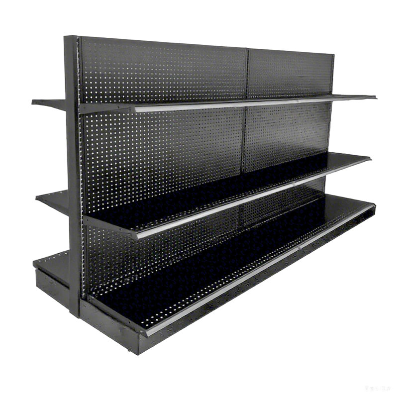 Présentoir à gondole à double face, sans les tablettes, Noir, noir, noir, noir, H 54 po x l 45,72 po x P 36 po