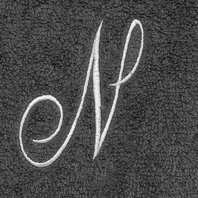 Winston Porter Granite/Silver Script Monogram Fingertip Towel Letter N