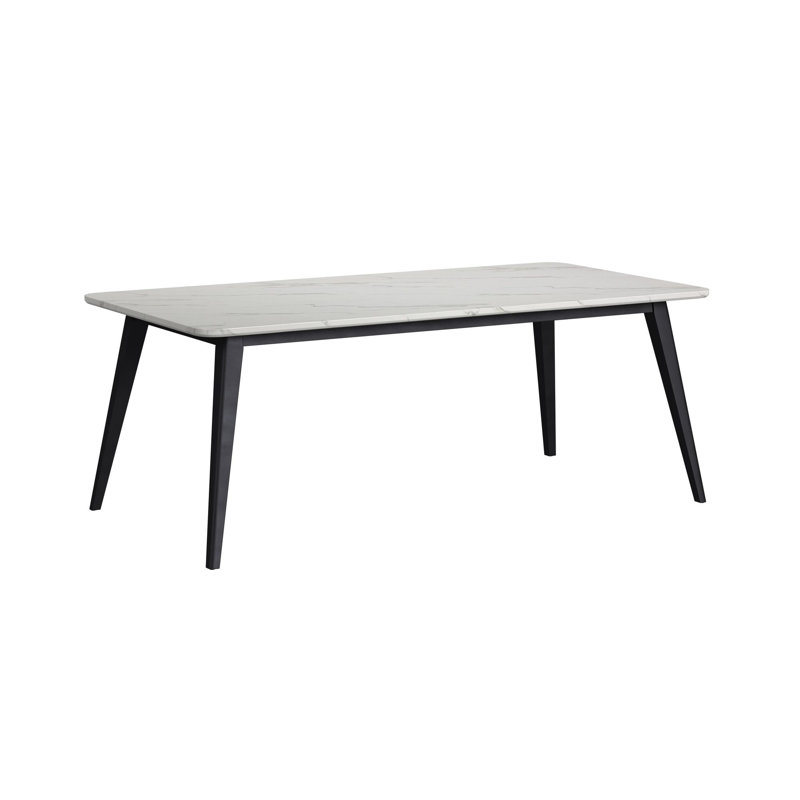 Table de salle à manger Santoyo avec plateau en faux marbre blanc noir