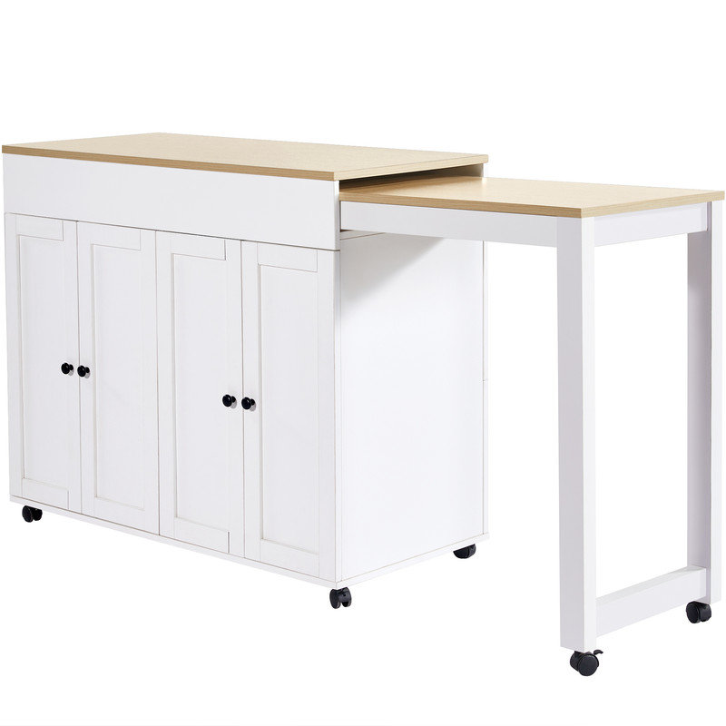 Wood Kitchen Island, White