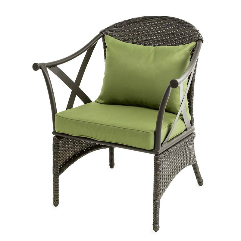 2-Person Wicker Patio Set with Light Green Cushions