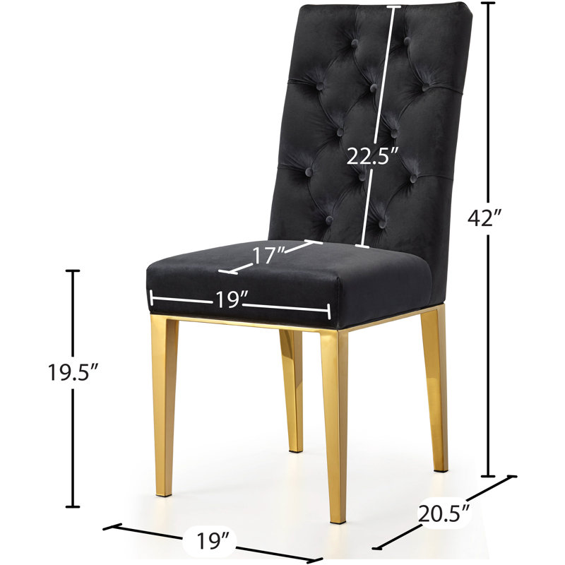 Chaise parsons rembourrée Wilham, Velours noir
