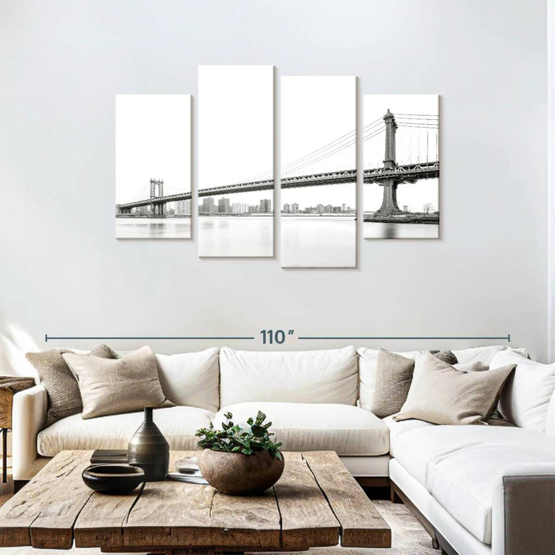 Monochrome Manhattan Bridge, H 48 po x l 75 po