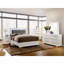 Table de chevet 2 tiroirs en bois, blanc brillant