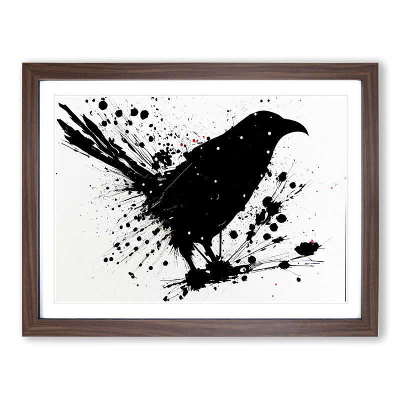 Crow Bird Splash Vol.2 - Framed Print, 34cm H x 46cm W x 2cm D, Walnut