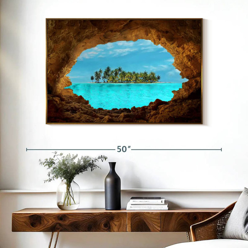 Île secrète, Cadre flottant doré, 40 po x 27 po