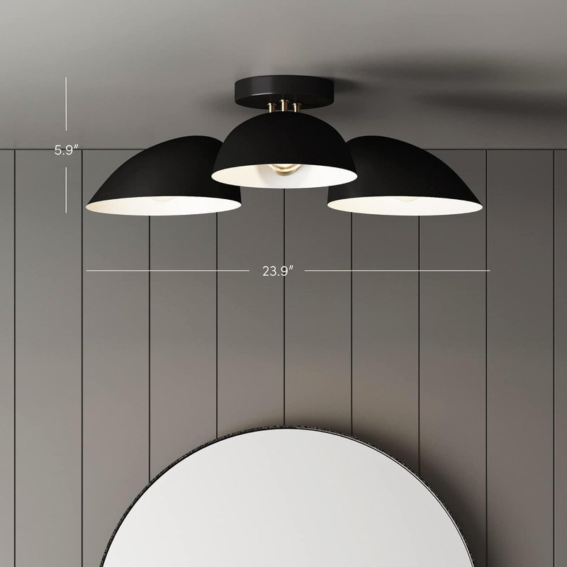 Lateisha Semi Flush Mount, Brass Gold/Black, Black