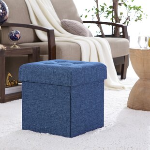 HOMCOM 16” Cube Modern Linen Fabric Pouf Footrest Ottoman - Grey