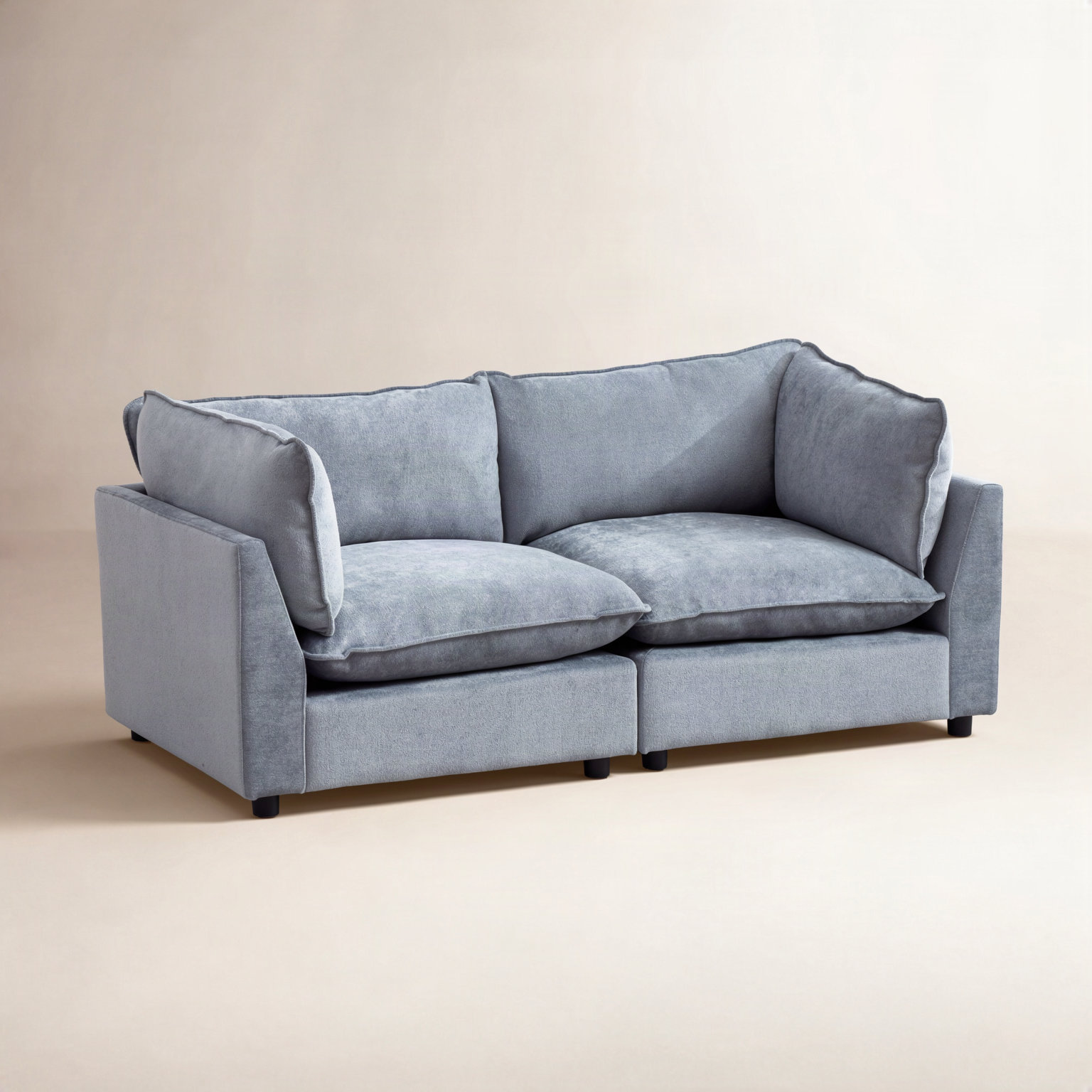 Eagan 75" Modular Loveseat, Blue Chenille