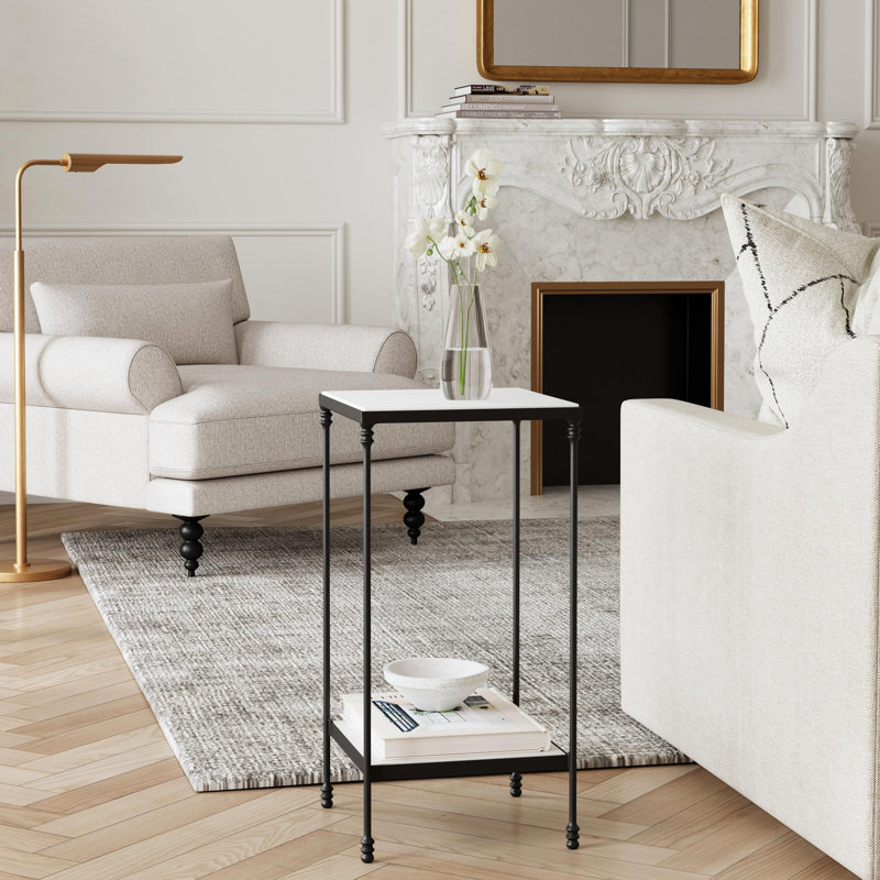 Larkin Marble & Iron Side Table, Green Marble/Gold