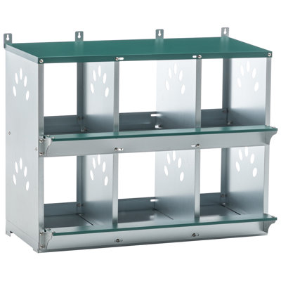 Chicken Nesting Box with 6 Metal Rooms, Galvanized Steel, Easy Assembly