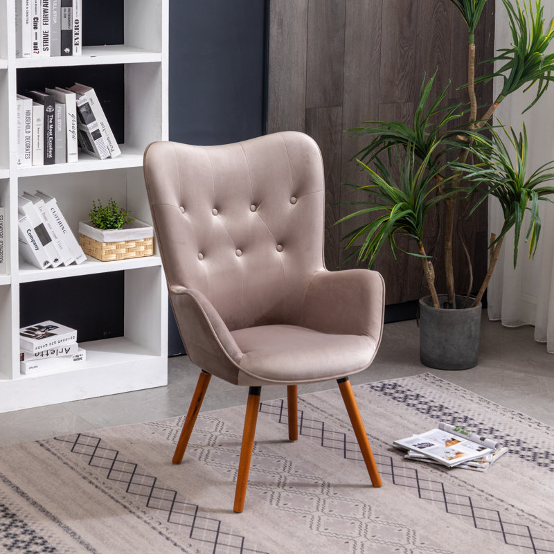 Doarnin Tufted Button Accent Chair, Single Upholstered Chair, Kitchen Dining Chair for Indoor, Chocolate Velvet