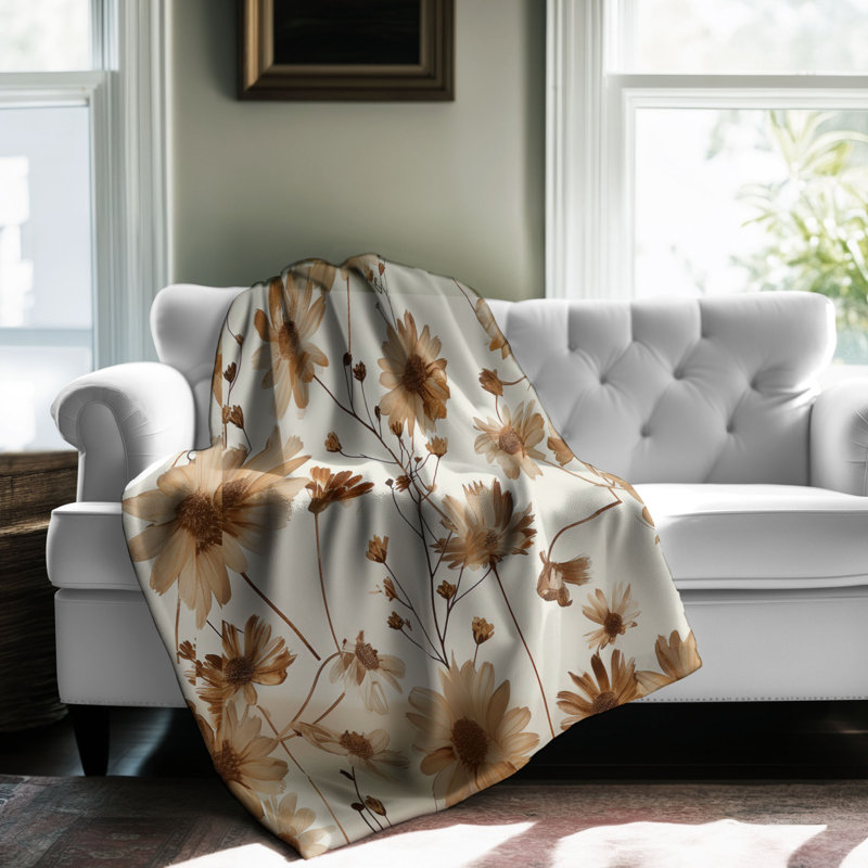 Jeté antique Daisy Blooms - 1 pièce Sherpa Blan Premium, L 60 po x L 80 po