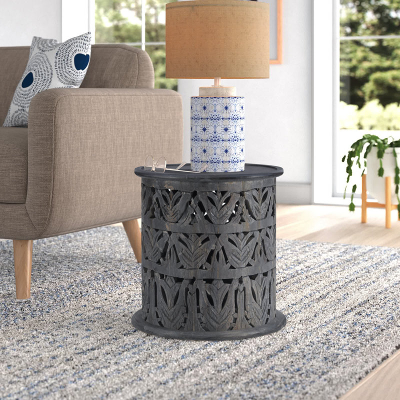 Eakin Solid Wood End Table, Dark Gray