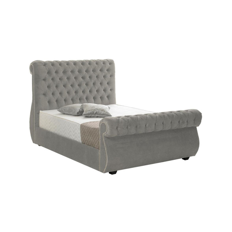 Johan Upholstered Bed, Silver, Single (3')