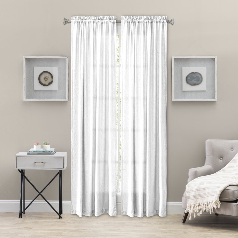 Paulisha Semi Sheer Single Panel, 48" W x 63" L, White