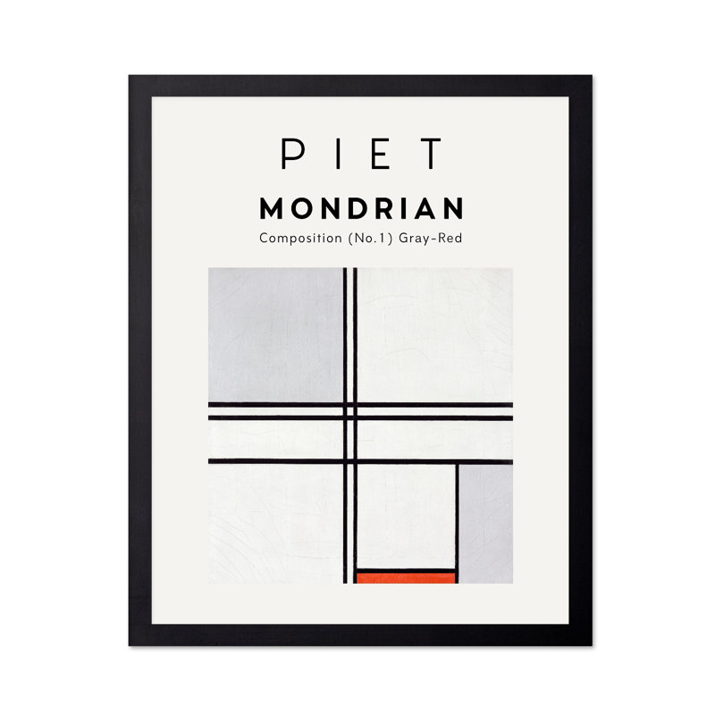 Piet Mondrian - Composition No1, Black Framed, Affiche, 11"H x 14"W