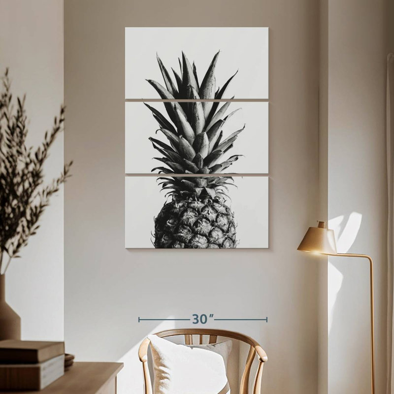Yarlin ananas noir et blanc I, H 65 po x l 42 po
