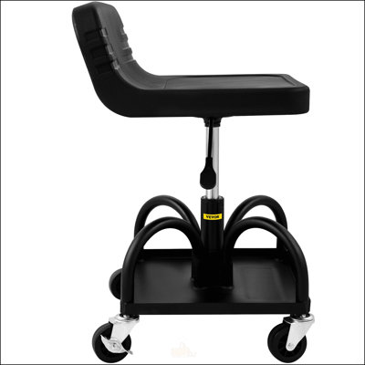 Adjustable Height Rolling Garage Stool With 360-Degree Swivel Wheels And Tool Tray, 300LBS Capacity For Workshop And Auto Repair