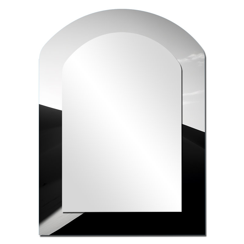 Saharas Silence Photography II - Desert Arch Decorative Mirror, Grey Asymmetrical Wall Mirror, Printed Metal Art, 34" x 25"