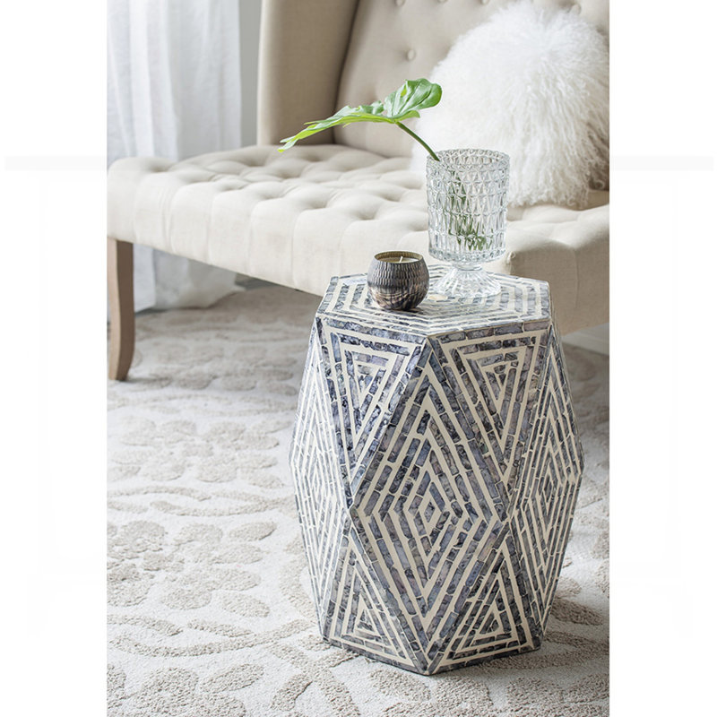 Maverick Hexagon End Table with Diamond Design