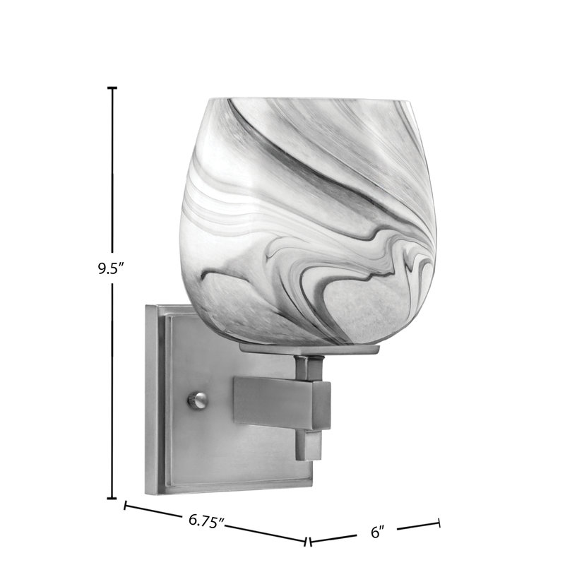 Headland Wall Sconce Shown With 4" Onyx Swirl Glass, Nickel
