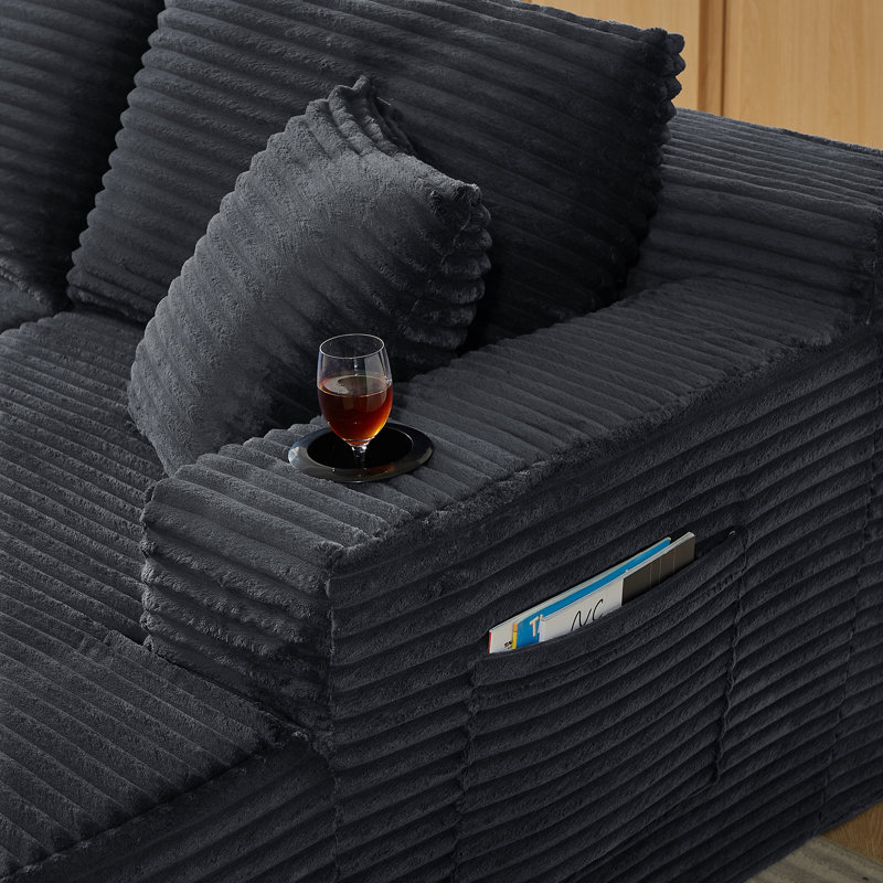 Compressible U-Shaped Sectional Sofa Set,Minimalist Style Modular Sectional Sofa, Corduroy Fabric Cloud Couch For Living Room