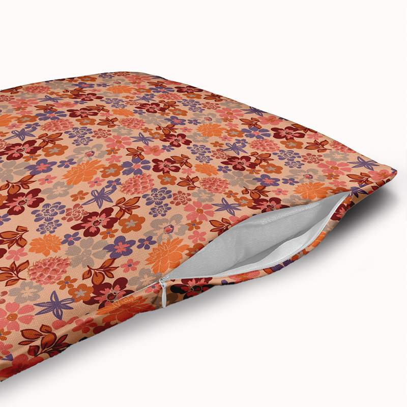  Polyester Square Pillow Cover & Insert, 18" x 18", Peach