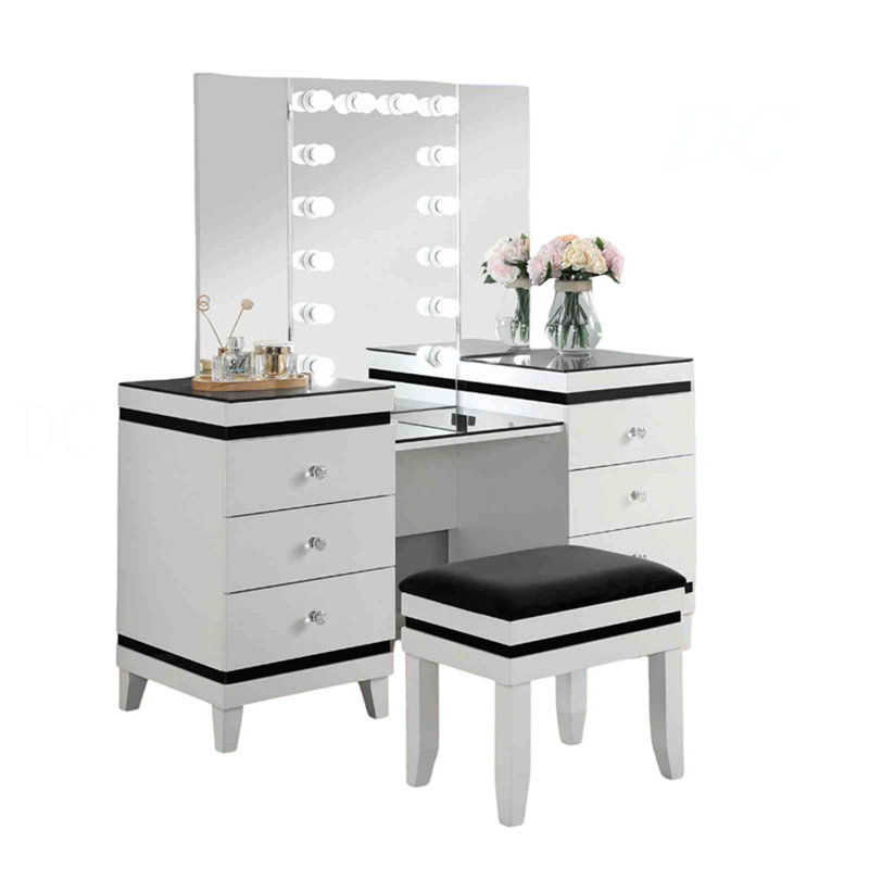 Ensemble de meuble-lavabo 1 pièce 3 pièces de style contemporain avec miroir en verre noir et 14 pièces