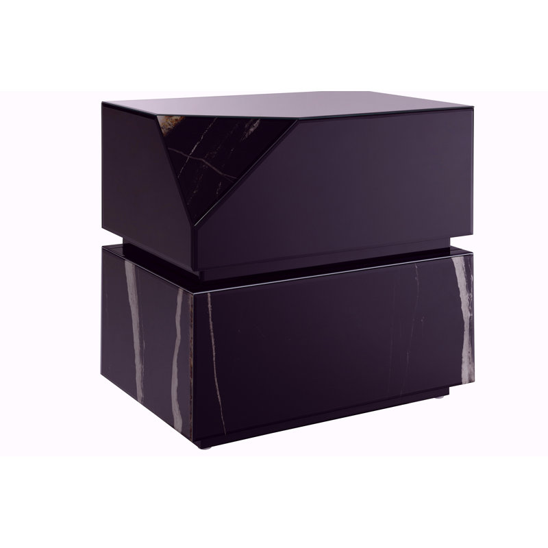 Table d'appoint noire effet miroir