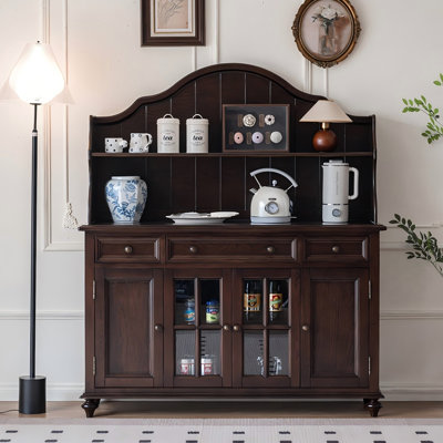 Buffet en bois massif brun 55,12 po