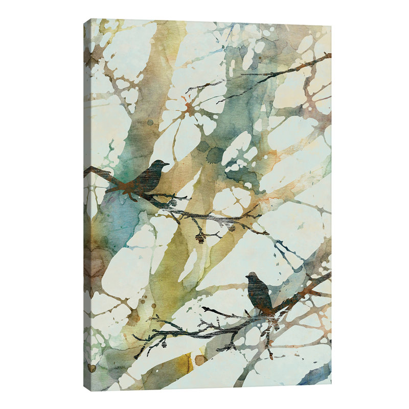 Botanical Birds II by Carol Robinson - Painting on Canvas, 20.32 cm H x 30.48 cm W, Wrapped Canvas