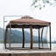 9.8Ft. Wx9.8Ft.L Outdoor Iron Vented Dome Top Patio Gazebo With Netting