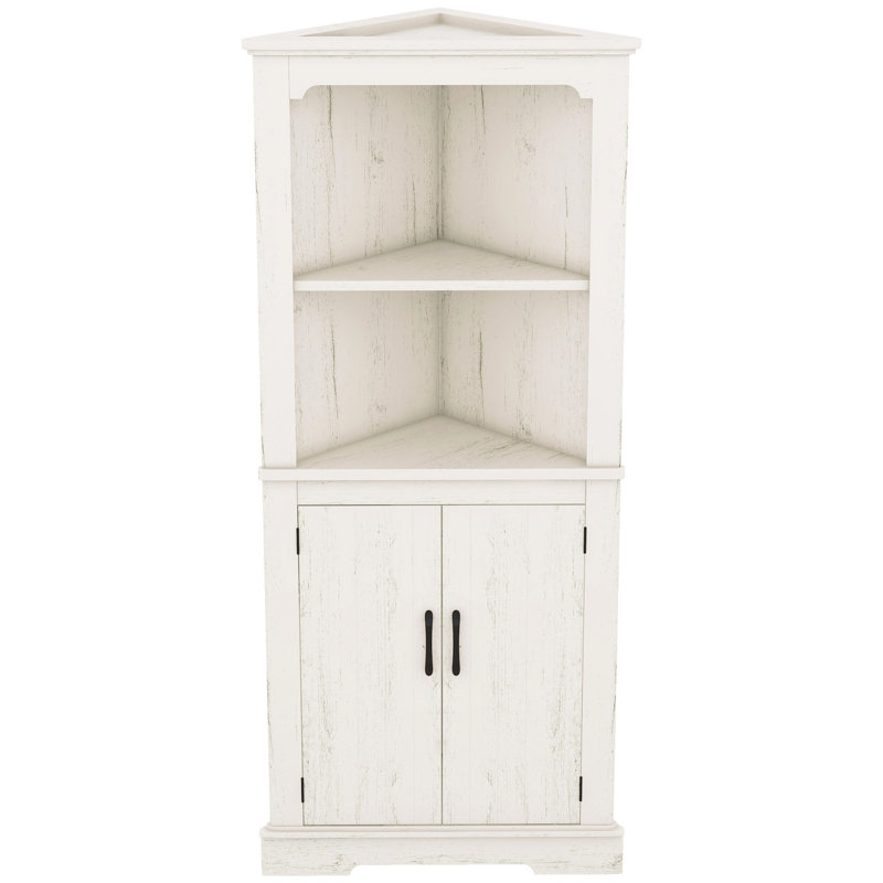 Armoire de coin beige avec beaucoup de rangement, Beige