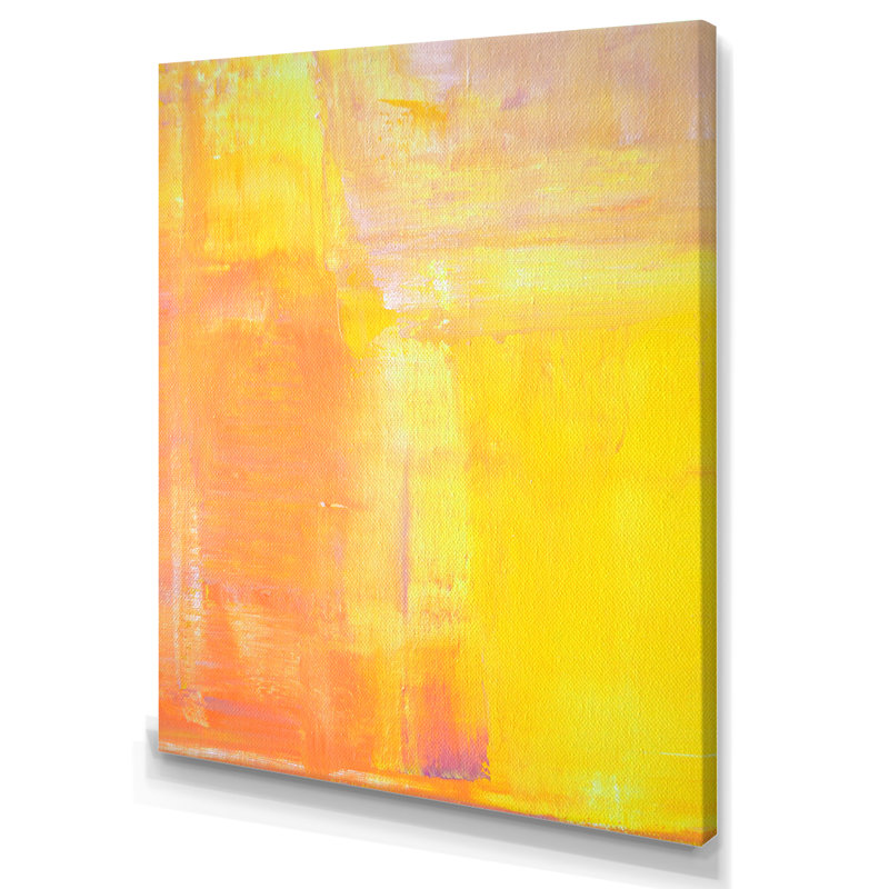 Art moderne jaune et orange - reproduction d'art moderne et contemporaine sur toile, H 12 po x l 8 po x P 1 po, Toile tendue