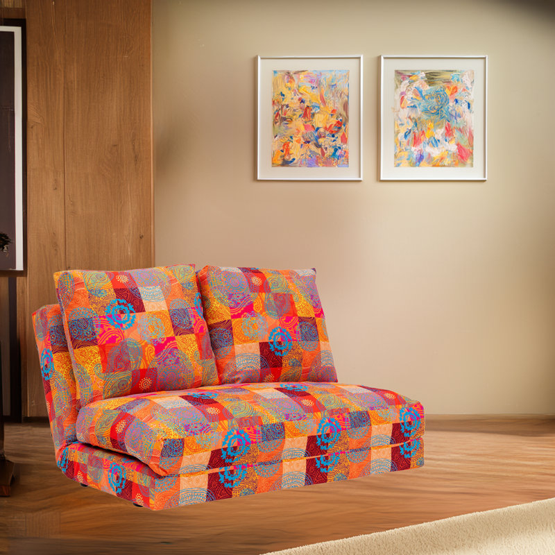 Élégant canapé-lit à 2 places, conception bohémienne en patchwork, 47,2 po x 23,6 po x 10,2 po | Structure 100% métal, mousse haute densité, dossier réglable à 14 niveaux | Facilement convertible en lit, capacité maximale: 440 lb, parfaite pour 
