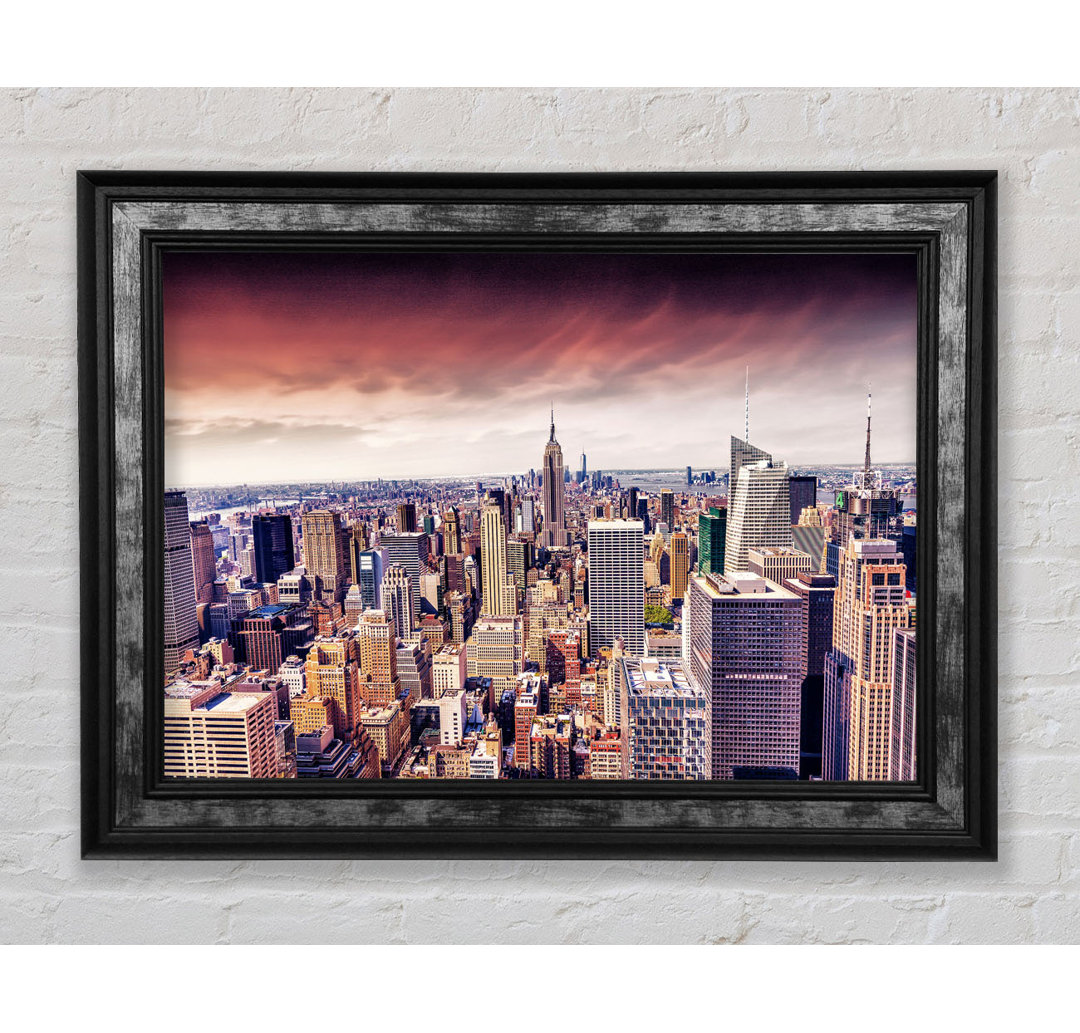 Pink Skies Over Nyc - Einzelner Bilderrahmen Kunstdrucke