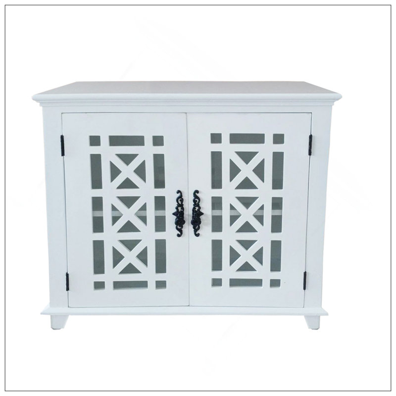 Leroy Accent Solid Wood Cabinet W/ Glass Door & Shelf White