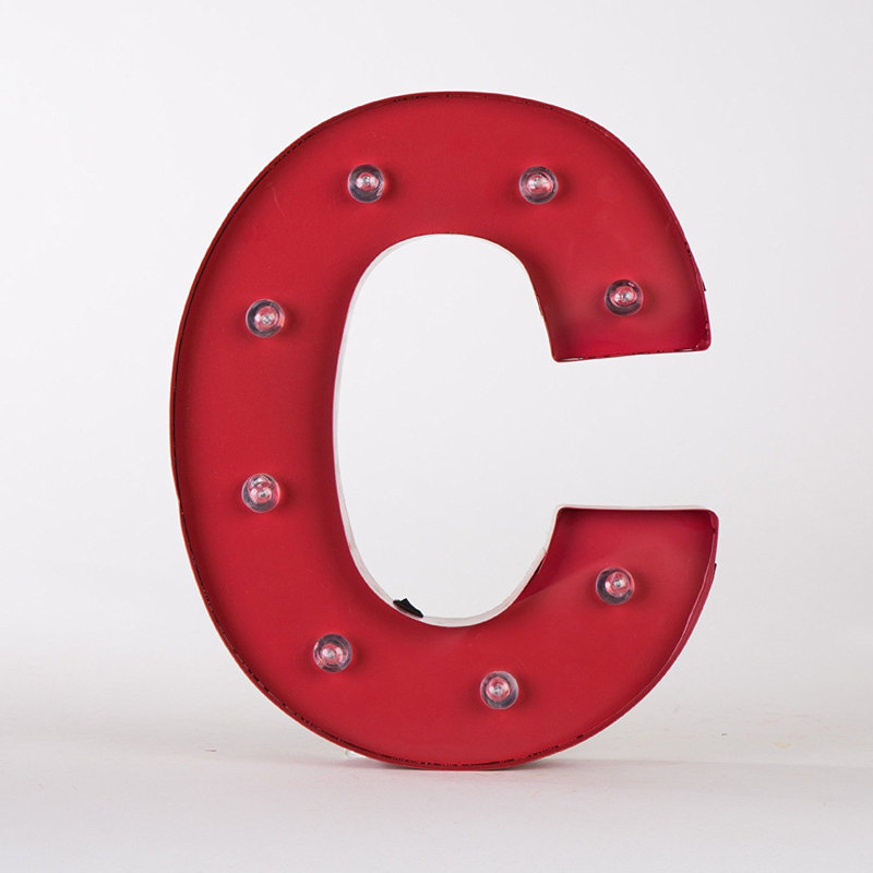 Marquee Handmade Letter Block Decorative Object, C