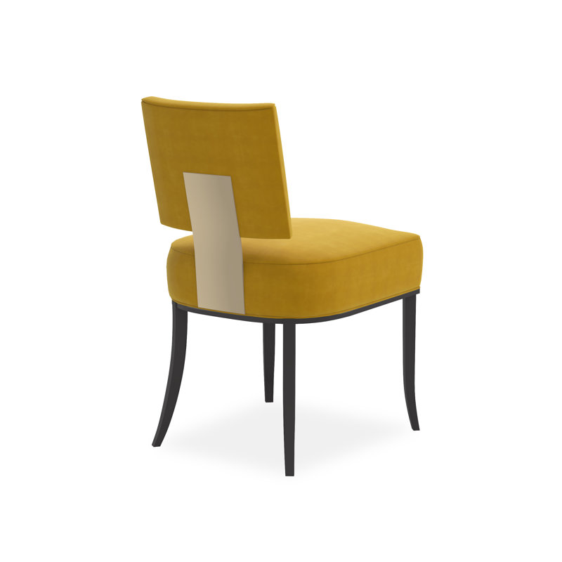 Caracole Classic Upholstered Dining Chair, Yellow, Black/Gold